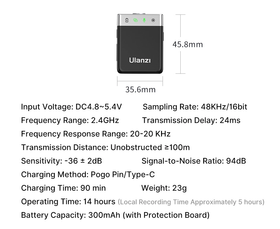 Ulanzi ไมค์ไร้สาย AM18 U-Mic Wireless Lavalier Microphone ไมค์ไลฟ์สด ไมค์คู่