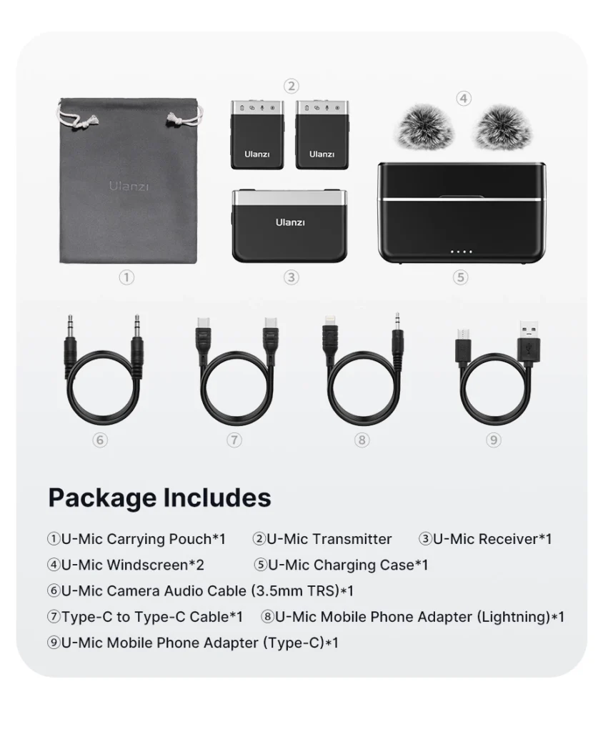 Ulanzi ไมค์ไร้สาย AM18 U-Mic Wireless Lavalier Microphone ไมค์ไลฟ์สด ไมค์คู่