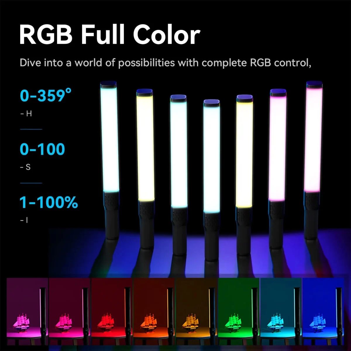 Ulanzi ไฟแท่ง VL360 RGB LED Light Stick ไฟสตูดิโอแท่ง LED แบบ RGB
