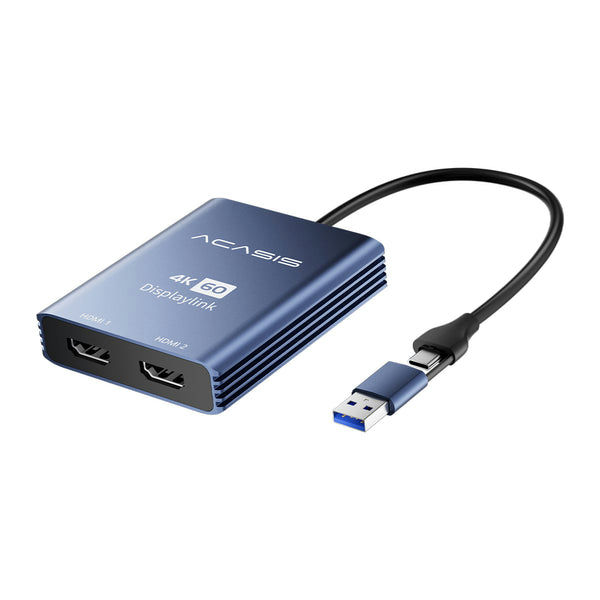 Acasis SW 2202 Dual HDMI Adapter for Apple M1 M2 Chip, 4K 60Hz Dual Display Adapter for MacOS, Windows