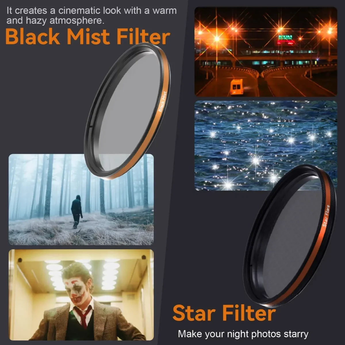 Fotorgear Filter Pro 58mm ฟิลเตอร์มือถือ ฟิลเตอร์โทรศัพท์ Filter iPhone Star filter, Gold filter, Black mist filter, VND filter, CPL filter