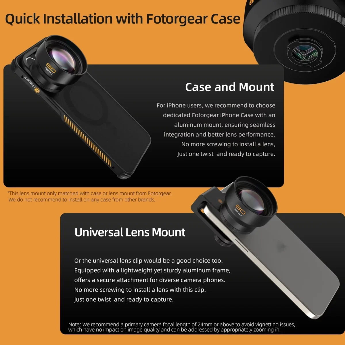 Fotorgear Macro Lens 45mm เลนส์มือถือ 45มม. เลนส์มาโคร T mount เลนส์โทรศัพท์ เลนส์ถ่ายแมลง เลนส์ถ่ายพระ เลนส์ถ่ายดอกไม้ กำลังขยาย 5x lens iphone