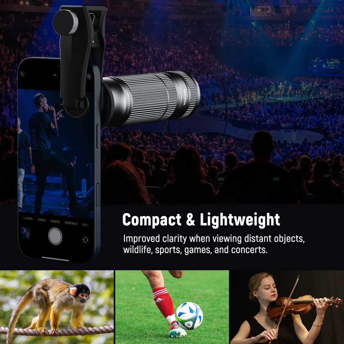 4 NEEWER LS 36 PRO 7X Telephoto Lens with Phone Clip เลนส์เทเลโฟโต้ซูม 7 เท่าสำหรับมือถือ พร้อมคลิปเลนส์ 17mm