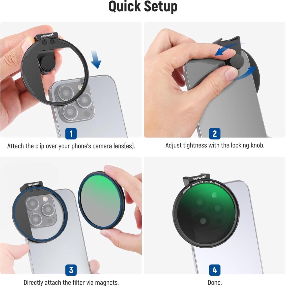Neewer 67mm Magnetic CPL Filter with Cold Shoe Phone Clip ฟิลเตอร์แม่เหล็ก ฟิลเตอร์กล้อง