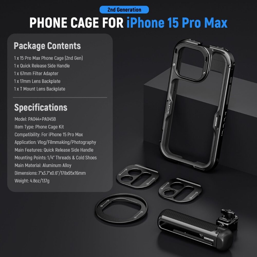 Neewer PA044+PA045 Cage Rig For iPhone 15 Pro Max