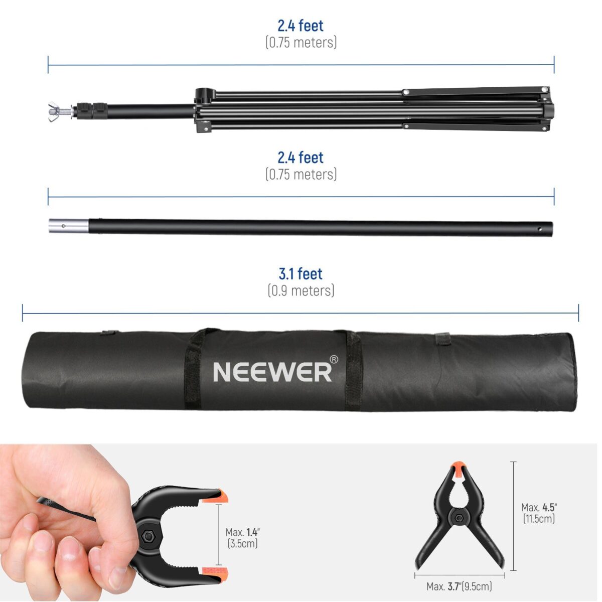 NEEWER 3x2.1m : 10x7ft Adjustable Photo Studio Backdrop Support System โครงฉาก ฉากเขียว