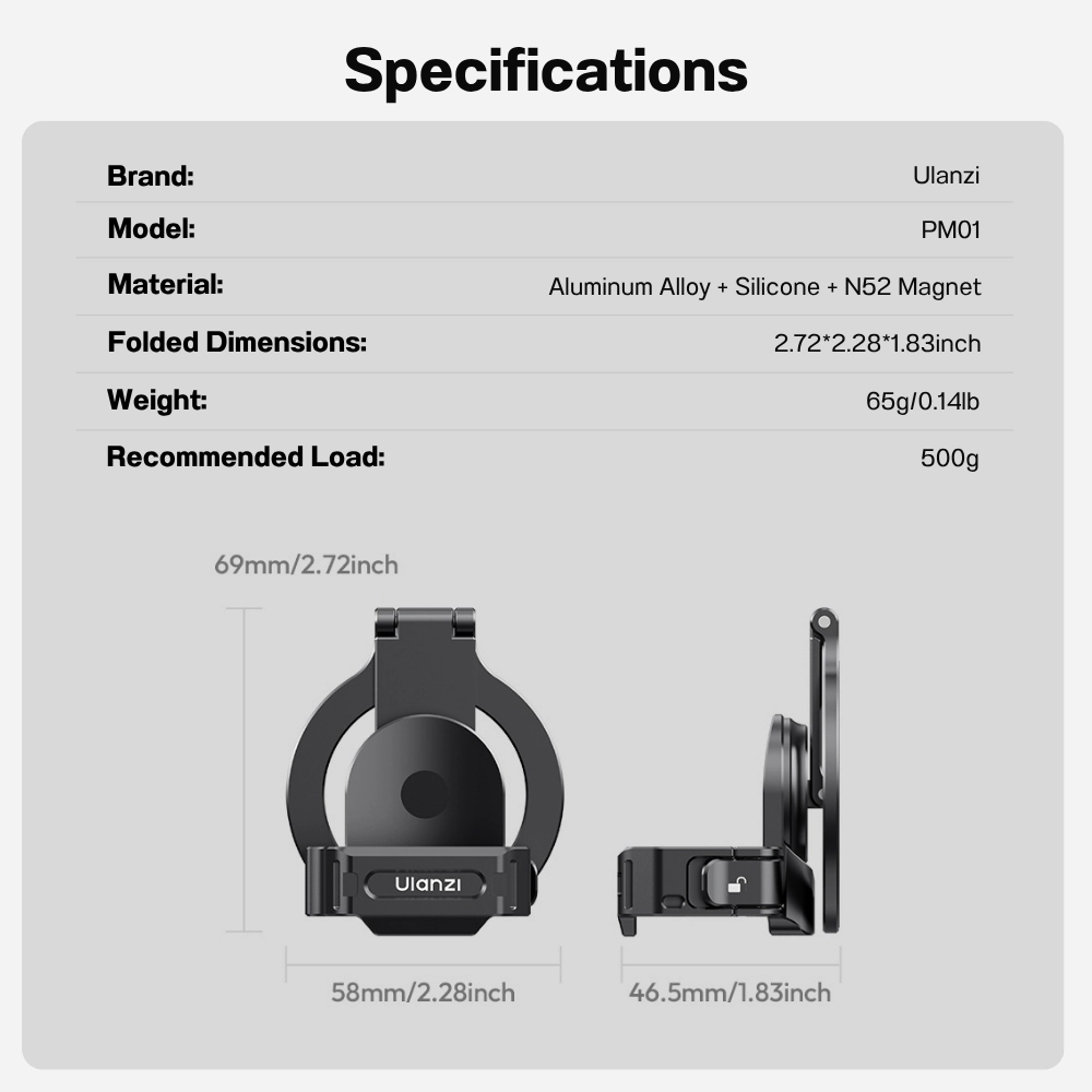 Ulanzi อะแดปเตอร์แม่เหล็ก PM01 เคส สำหรับกล้อง DJI Osmo Pocket 4P, 4, 3 พร้อมระบบ Magsafe