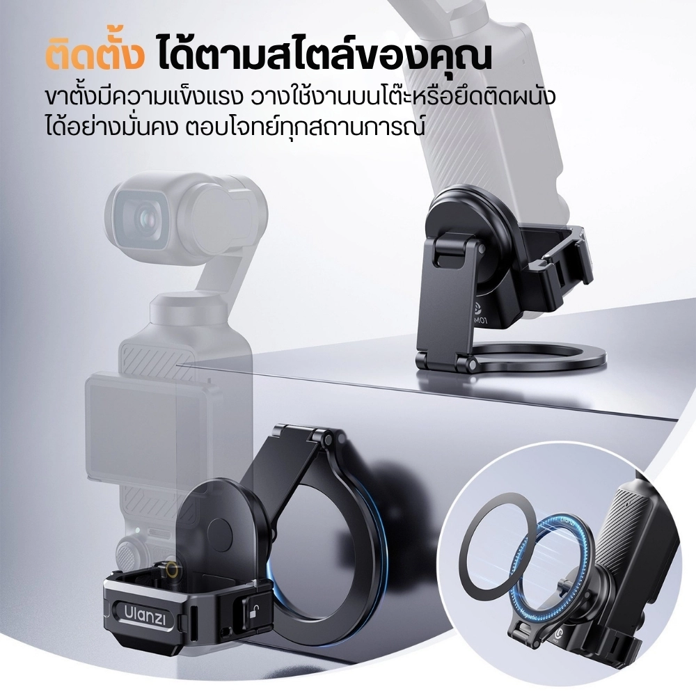 Ulanzi อะแดปเตอร์แม่เหล็ก PM01 เคส สำหรับกล้อง DJI Osmo Pocket 4P, 4, 3 พร้อมระบบ Magsafe