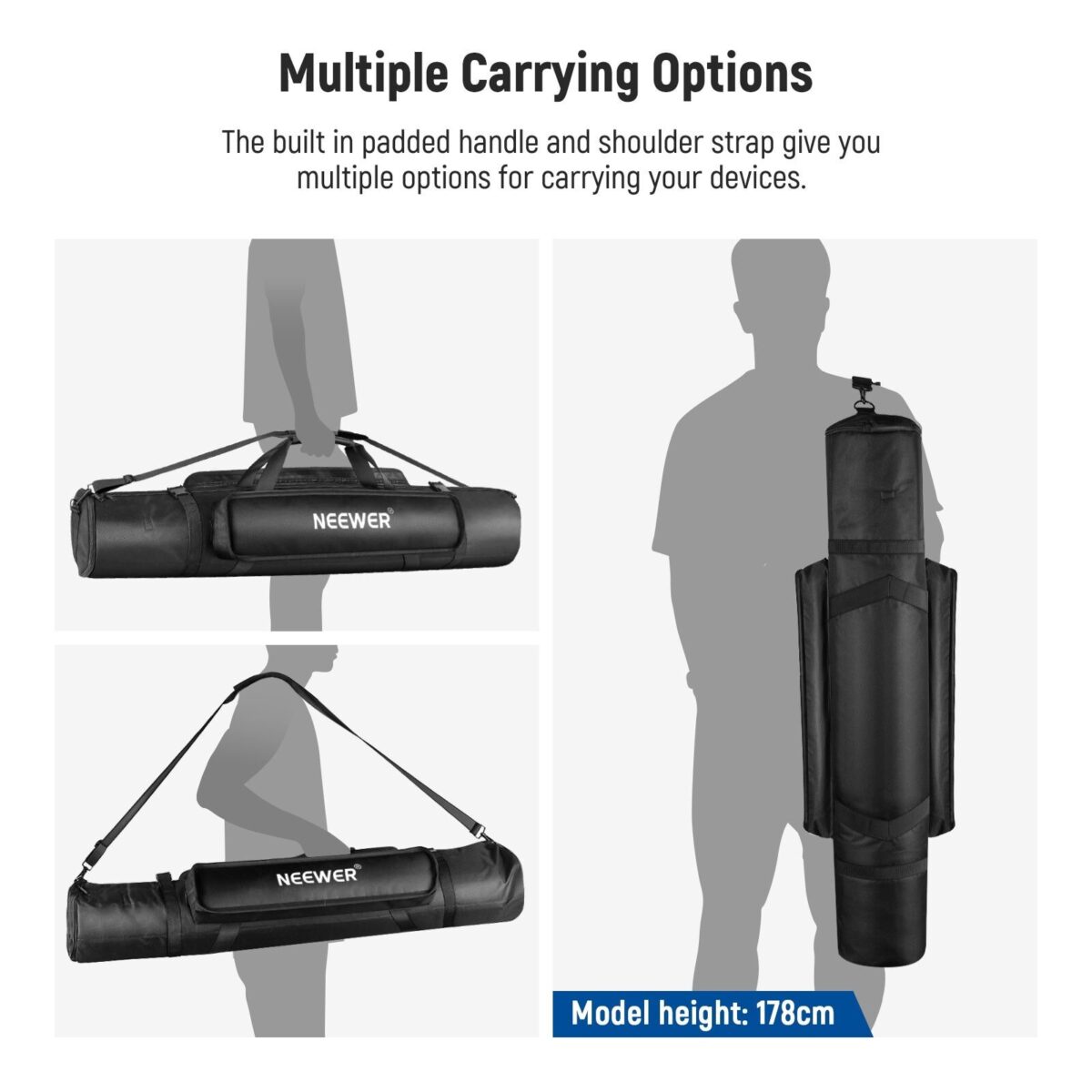 NEEWER 471.2m Tripod Carrying Case กระเป๋าใส่ขาตั้งกล้องขนาด 120 ซม. วัสดุไนลอนพรีเมียมกันน้ำ (7)