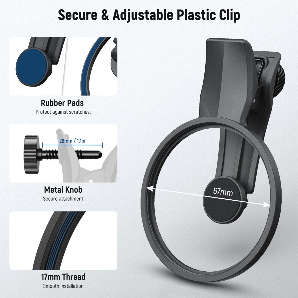 NEEWER LA008 67mm Phone Filter Clamp คลิปยึดฟิลเตอร์ 67mm สำหรับสมาร์ทโฟน รองรับ iPhone และ Android