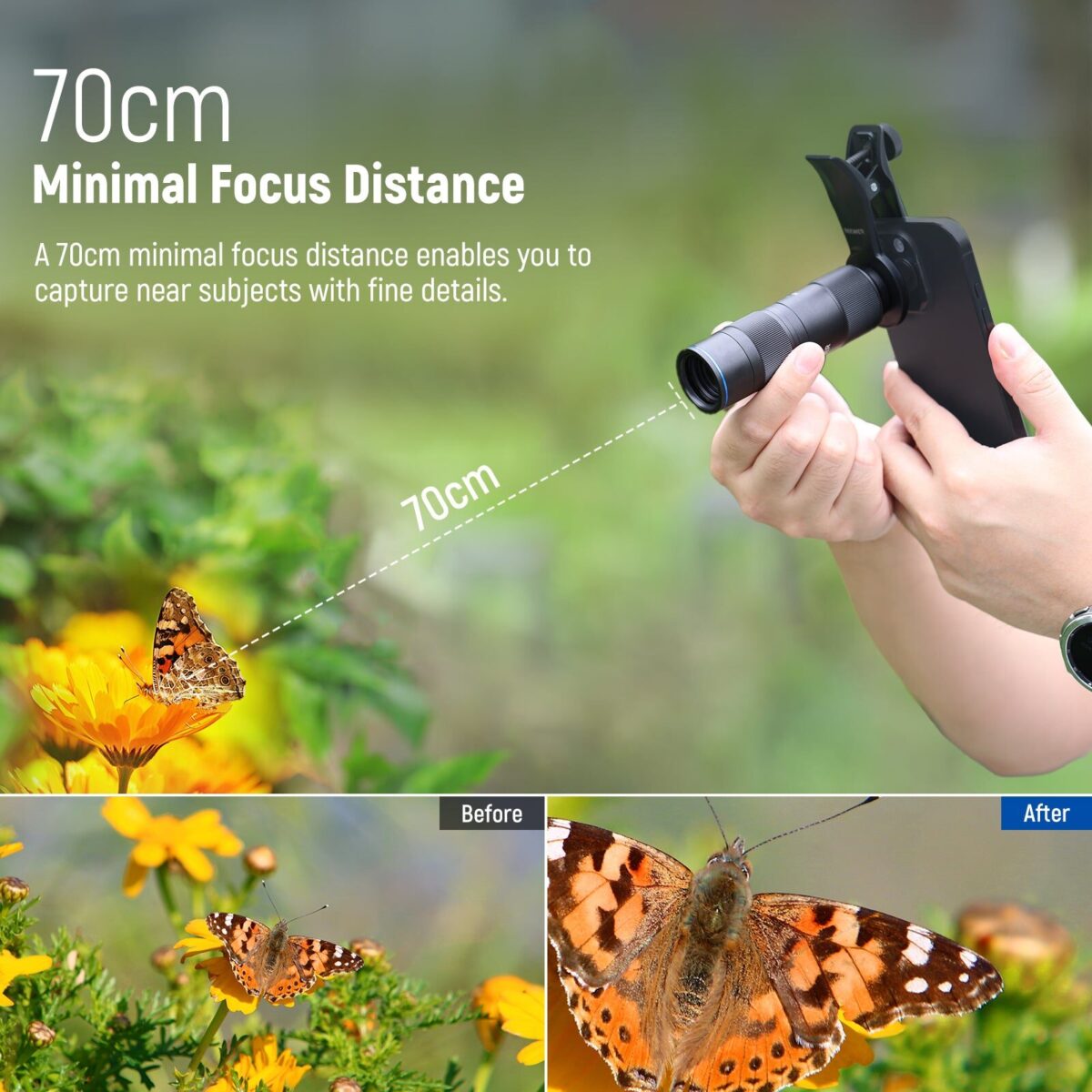 NEEWER LS 78 400mm Phone Telephoto Lens เลนส์เทเลโฟโต้มืออาชีพสำหรับสมาร์ทโฟน ซูม 400mm พร้อม Lens Clip 17mm (4)