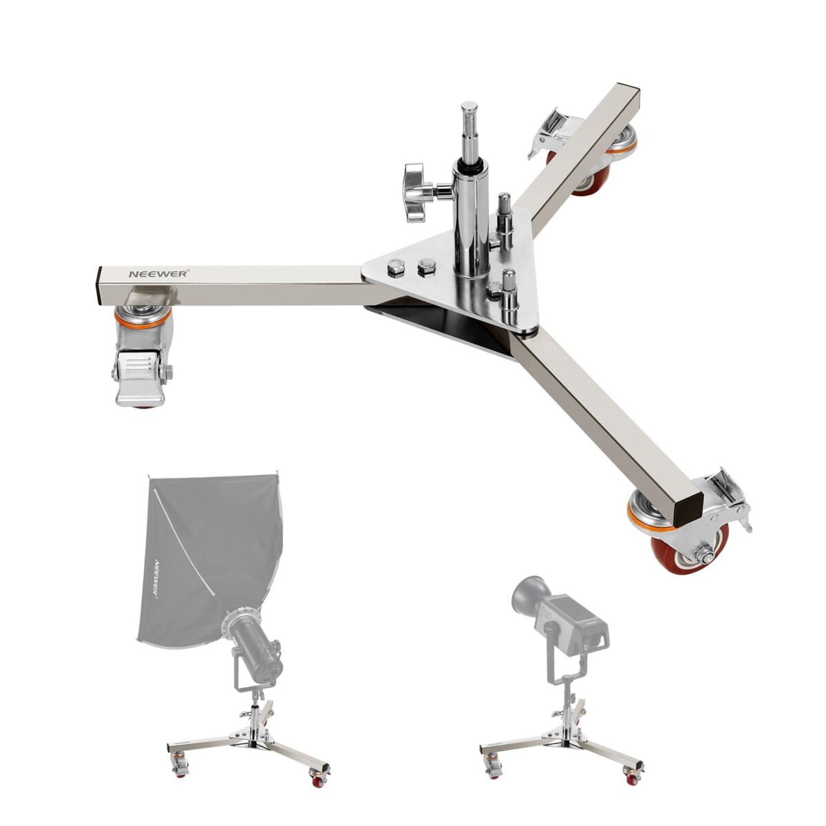 NEEWER ST002 Heavy Duty Light Stand Base ฐานขาตั้งไฟสตูดิโอสแตนเลส รับน้ำหนัก 75kg พร้อมล้อเคลื่อนย้าย (1)