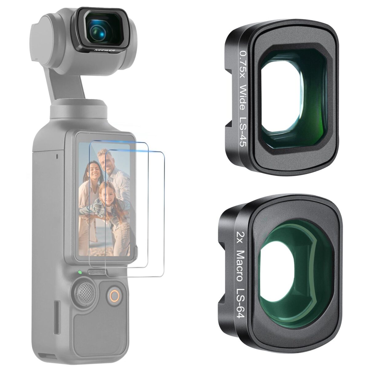 NEEWER FL B34 0.75X Wide Angle + 2X Macro Lens Set for DJI Osmo Pocket 3 (1)