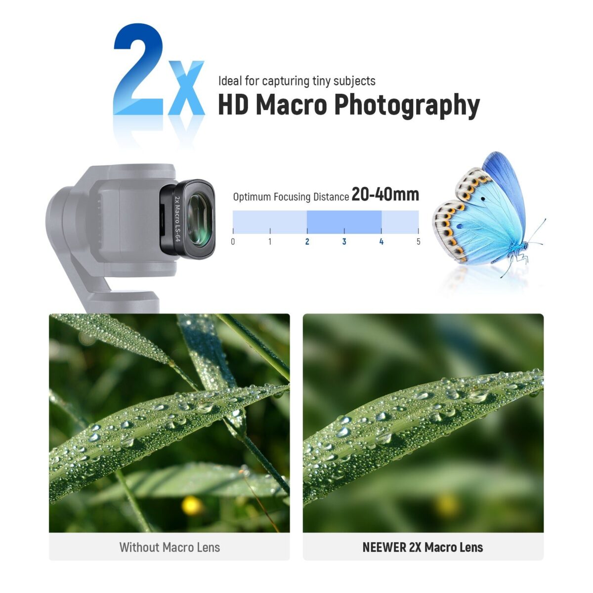 NEEWER FL B34 0.75X Wide Angle + 2X Macro Lens Set for DJI Osmo Pocket 3 (4)