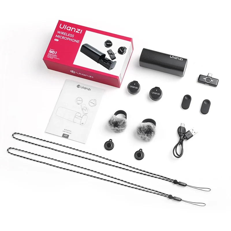 Ulanzi A21 Wireless Microphone ไมโครโฟนไร้สายขนาดกระดุมพร้อม AI Noise Re (23)