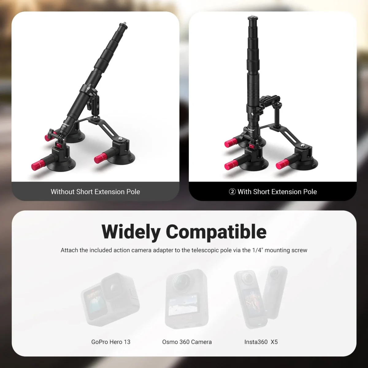 2 Neewer CA065 Triple Suction Cup Car Mount Kit