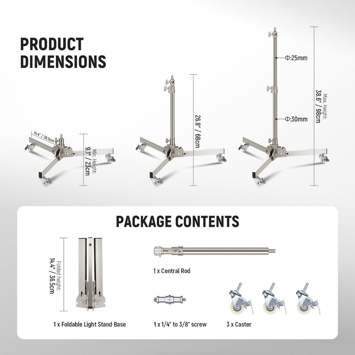 Neewer ST98 SS Stainless Stell Light Stand (9)