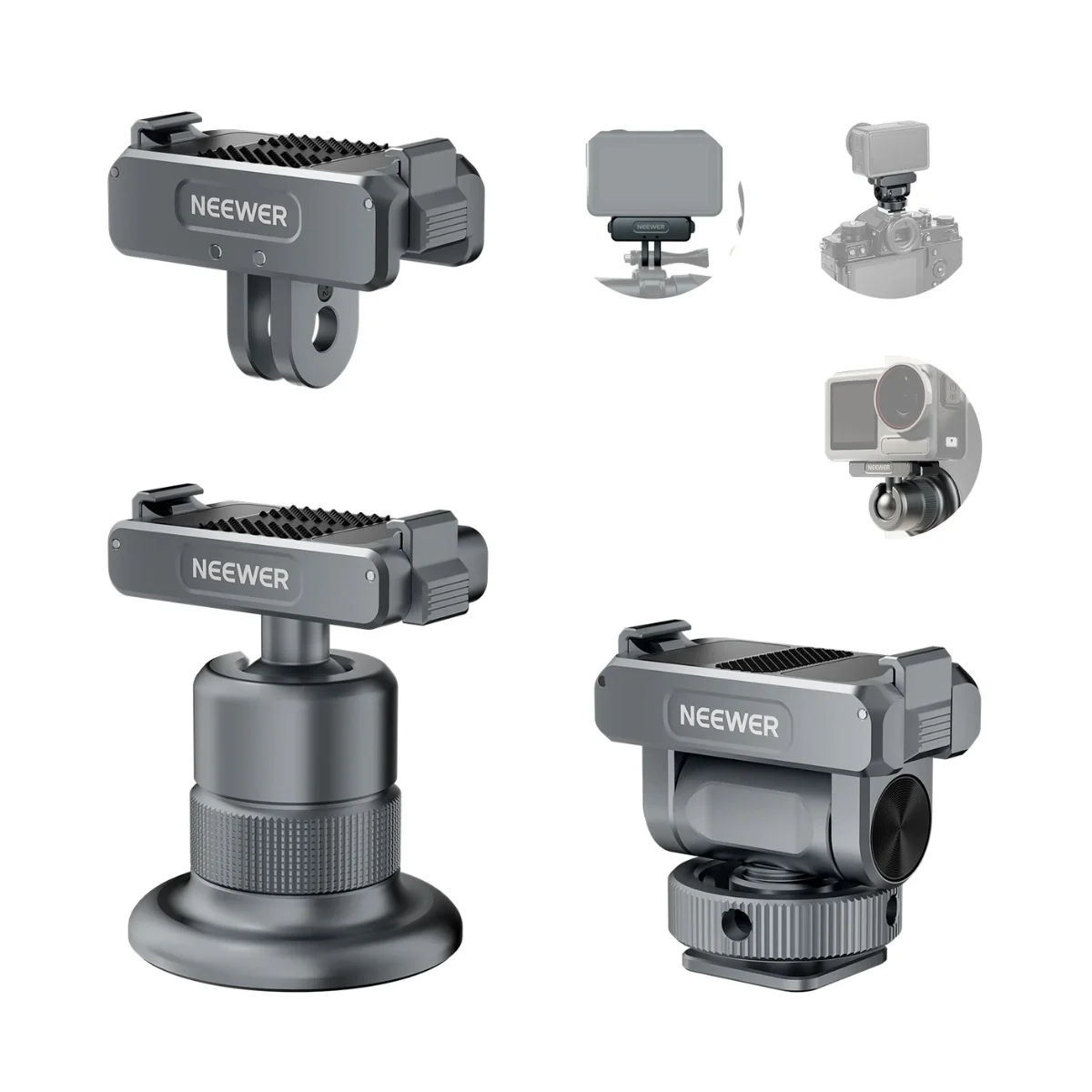 Neewer AC011+AC012+AC013 Quick-Release Kit for DJI OSMO Action_ Neewer ชุดตัวแปลง Quick Release AC011+AC012+AC013 ตัวแปลงแบบแม่เหล็ก สำหรับกล้อง DJI OSMO Action 5 Pro / 4 / 3