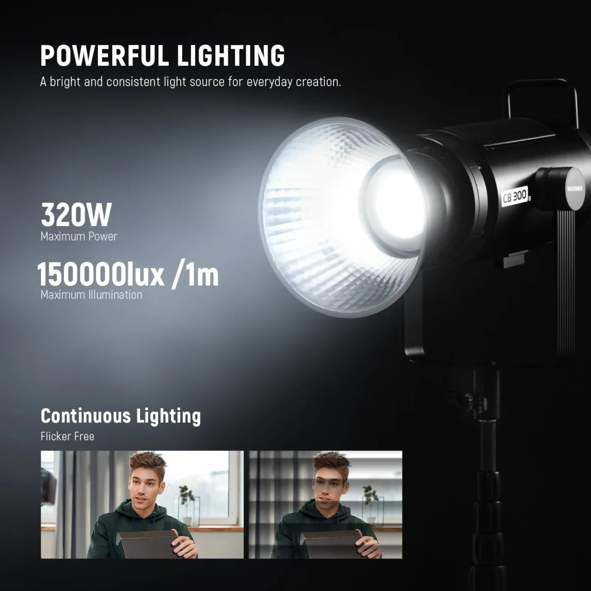2 NEEWER CB300B 320W Bi Color LED Video Light