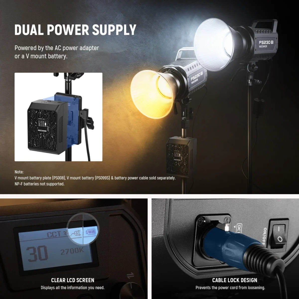 7 NEEWER FS230B 230W Bi Color LED Video Light