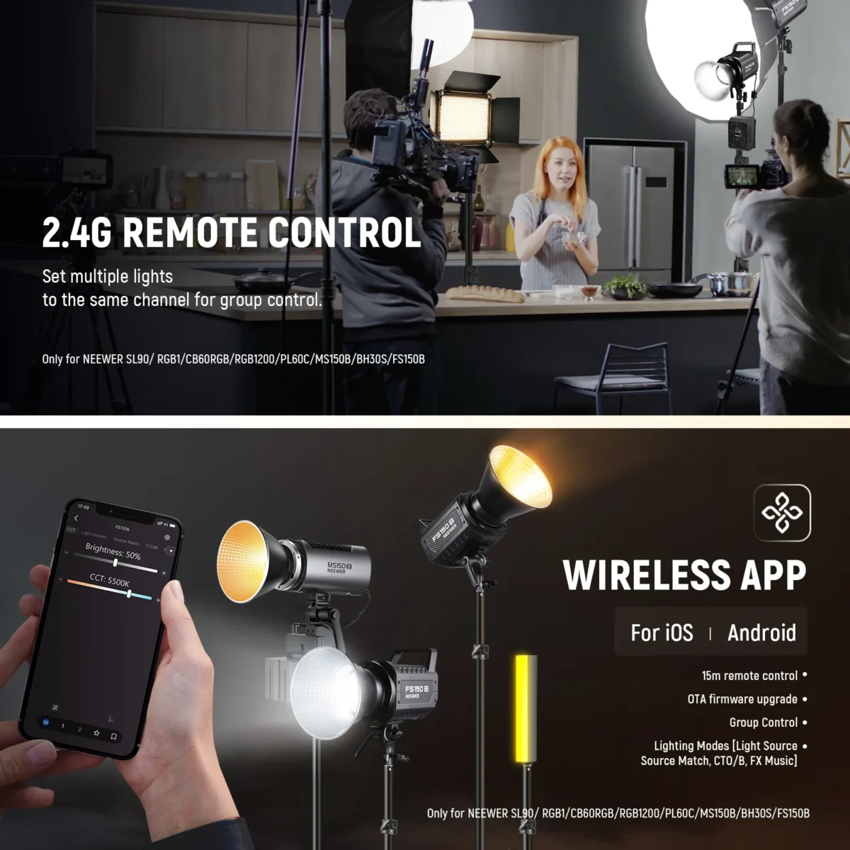 8 NEEWER FS150B 130W Bi Color LED Video Light