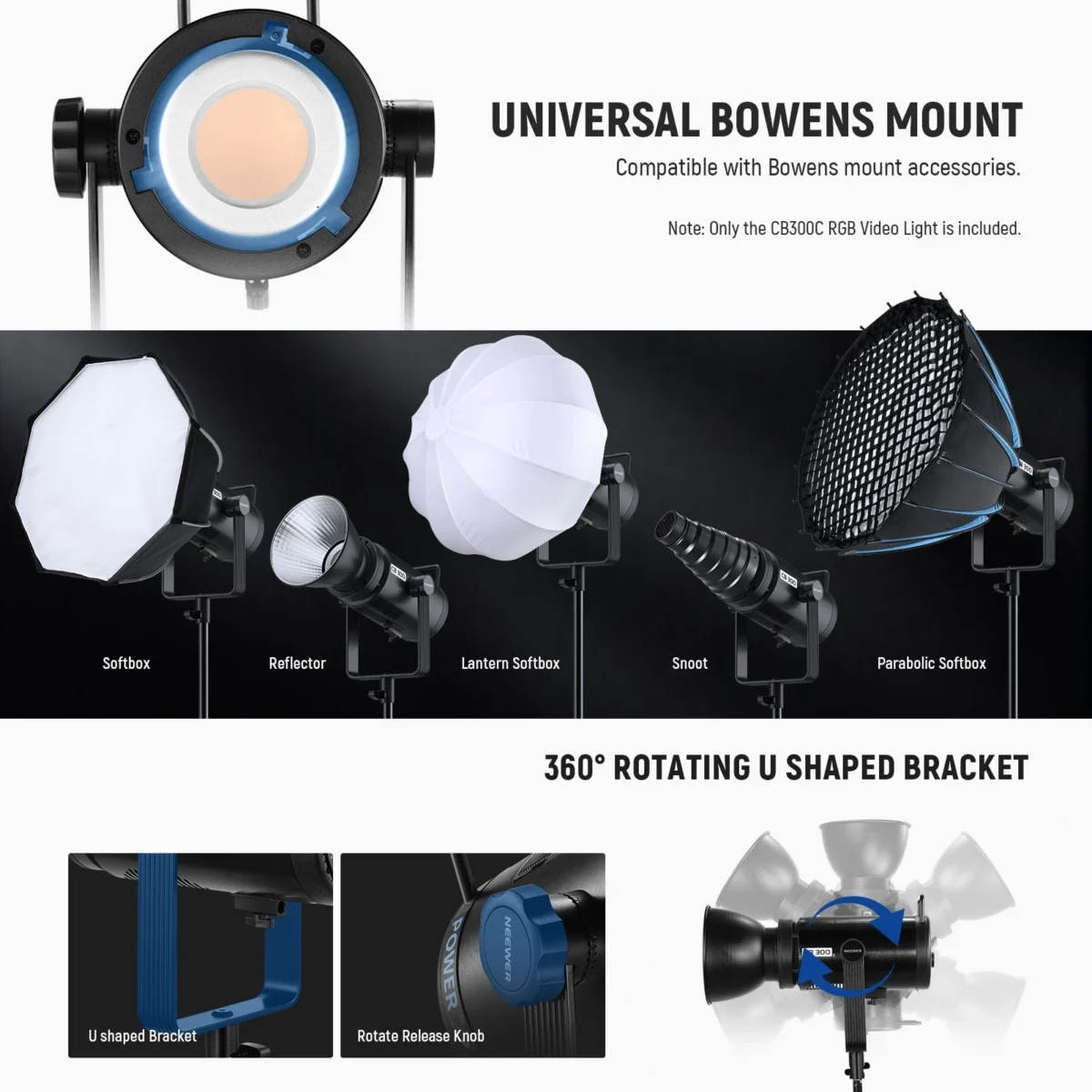 NEEWER CB300C 300W COB RGBWW LED Video Light 8