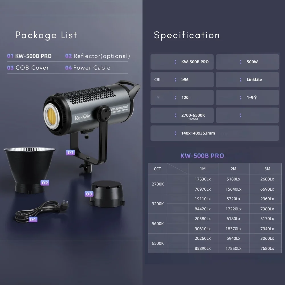 Tolifo KW 500B PRO COB Bi Color 500W Studio Light (11)