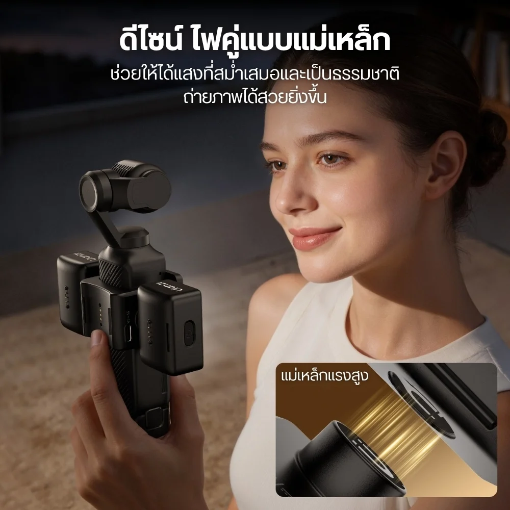 Ulanzi ไฟคู่แม่เหล็ก LM06 Fill Light 5800K ไฟสำหรับ กล้อง DJI Osmo Pocket 4/3