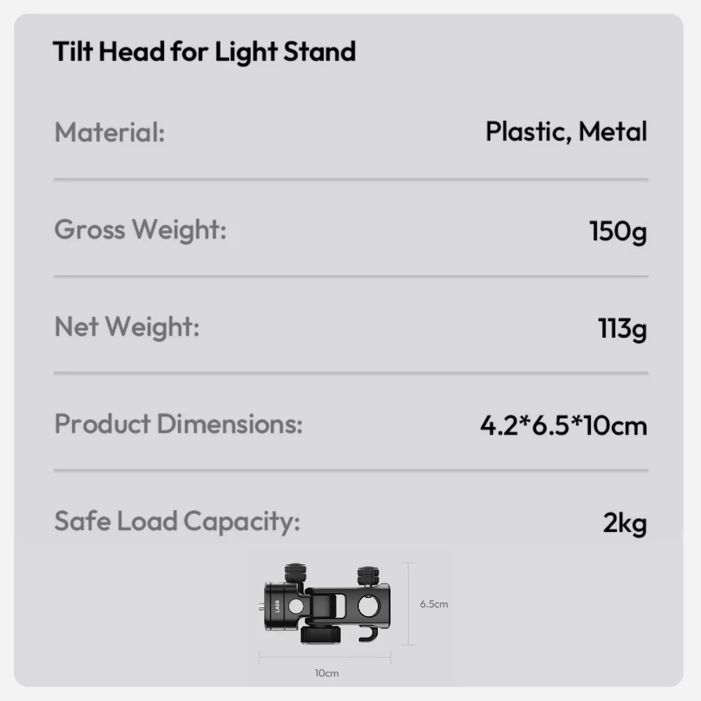 Ulanzi ขาตั้งไฟ TT43 II Light Stand สูง 2.1 เมตร พร้อม Tilt Head 1/4