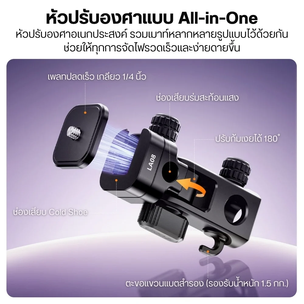Ulanzi ขาตั้งไฟ TT43 II Light Stand สูง 2.1 เมตร พร้อม Tilt Head 1/4