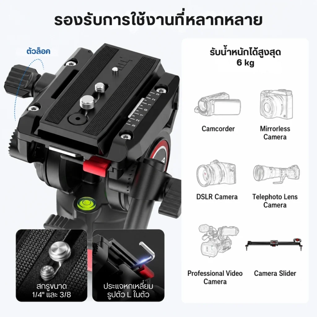 Neewer TP78 Fluid Head Monopod ขาตั้งกล้อง ขาตั้งกล้องขาเดี่ยว