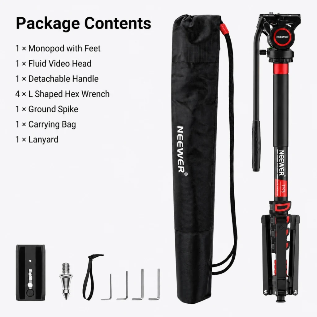 Neewer TP78 Fluid Head Monopod ขาตั้งกล้อง ขาตั้งกล้องขาเดี่ยว