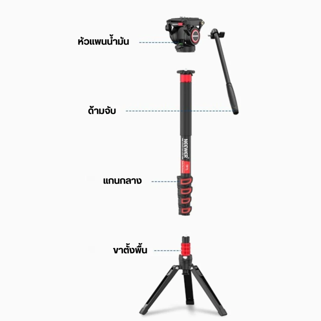 Neewer TP78 Fluid Head Monopod ขาตั้งกล้อง ขาตั้งกล้องขาเดี่ยว