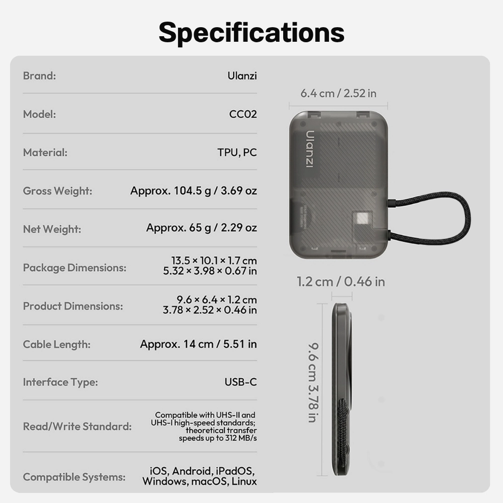Ulanzi Card Reader CC02 USB-C SD 4.0 Portable SD ตัวอ่านการ์ด Magsafe แม่เหล็ก