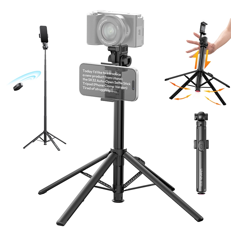 Ulanzi SK32 Auto-Open Phone Tripod_1_ Ulanzi ขาตั้งมือถือ SK32 Auto-Open Phone Tripod ไม้เซลฟี่ ยืดได้ 1.8 ม. พร้อมรีโมท