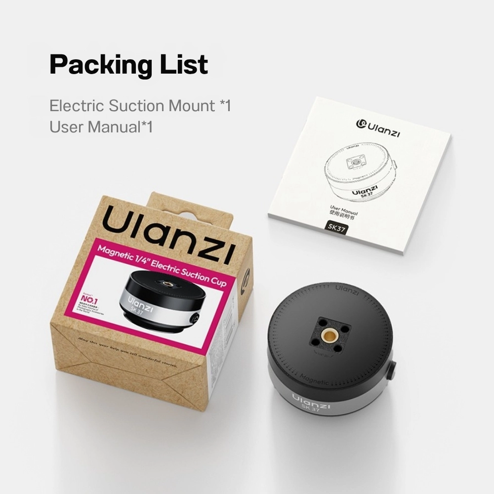 Ulanzi ฐานดูดอัตโนมัติ SK37 Electric Suction Mount ฐานติดกล้องในรถ แม่เหล็ก Magsafe และช่อง 1/4"