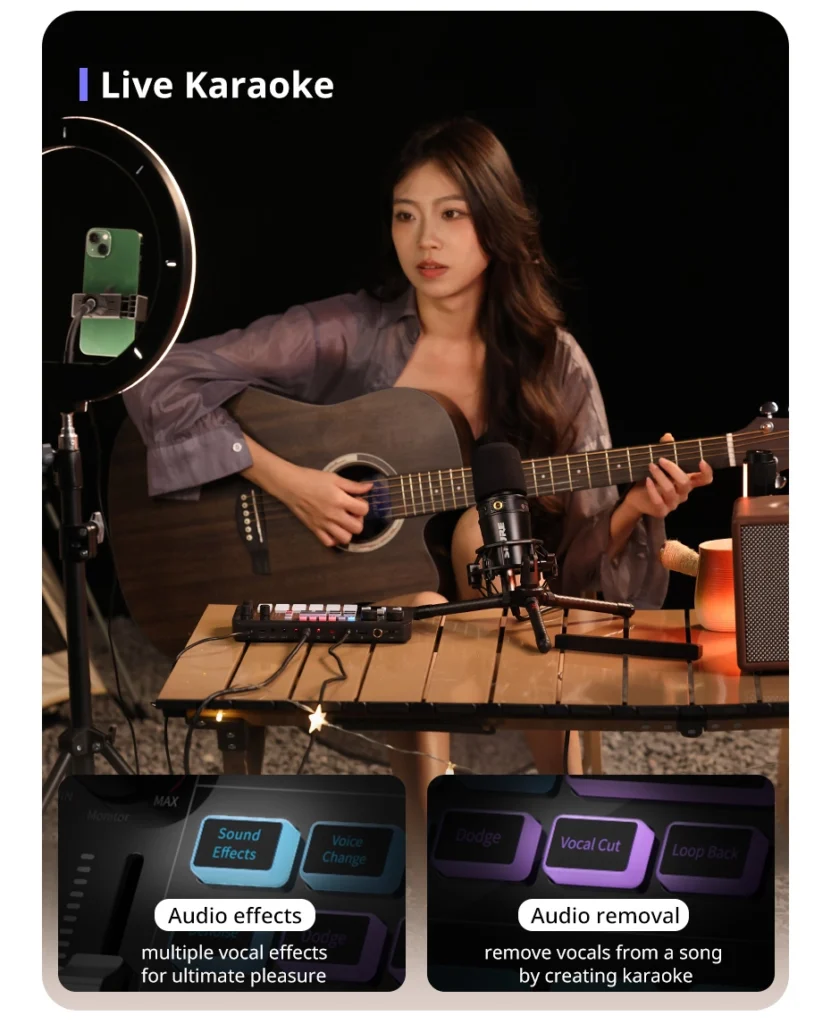 Ulanzi Audio Mixer AX01 ซาวด์การ์ดไลฟ์ Dual DSP สำหรับคอมพิวเตอร์