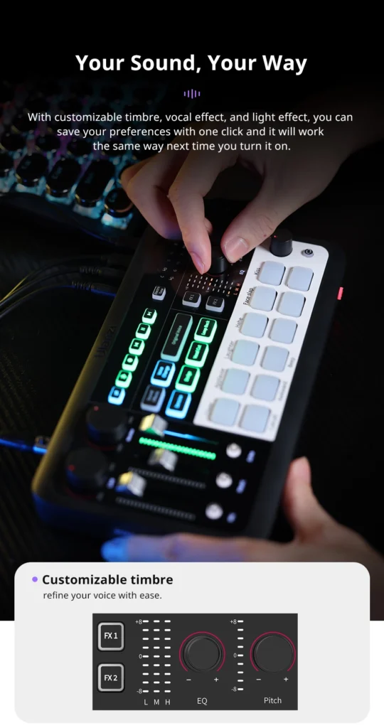Ulanzi Audio Mixer AX01 ซาวด์การ์ดไลฟ์ Dual DSP สำหรับคอมพิวเตอร์