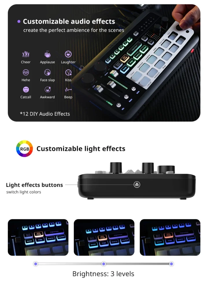 Ulanzi Audio Mixer AX01 ซาวด์การ์ดไลฟ์ Dual DSP สำหรับคอมพิวเตอร์