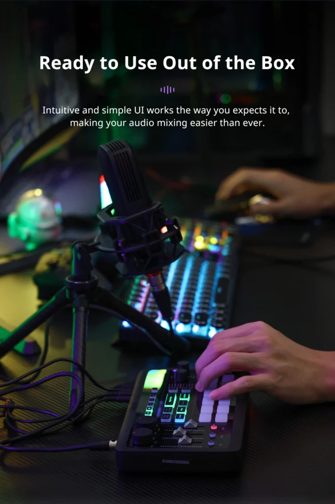 Ulanzi Audio Mixer AX01 ซาวด์การ์ดไลฟ์ Dual DSP สำหรับคอมพิวเตอร์