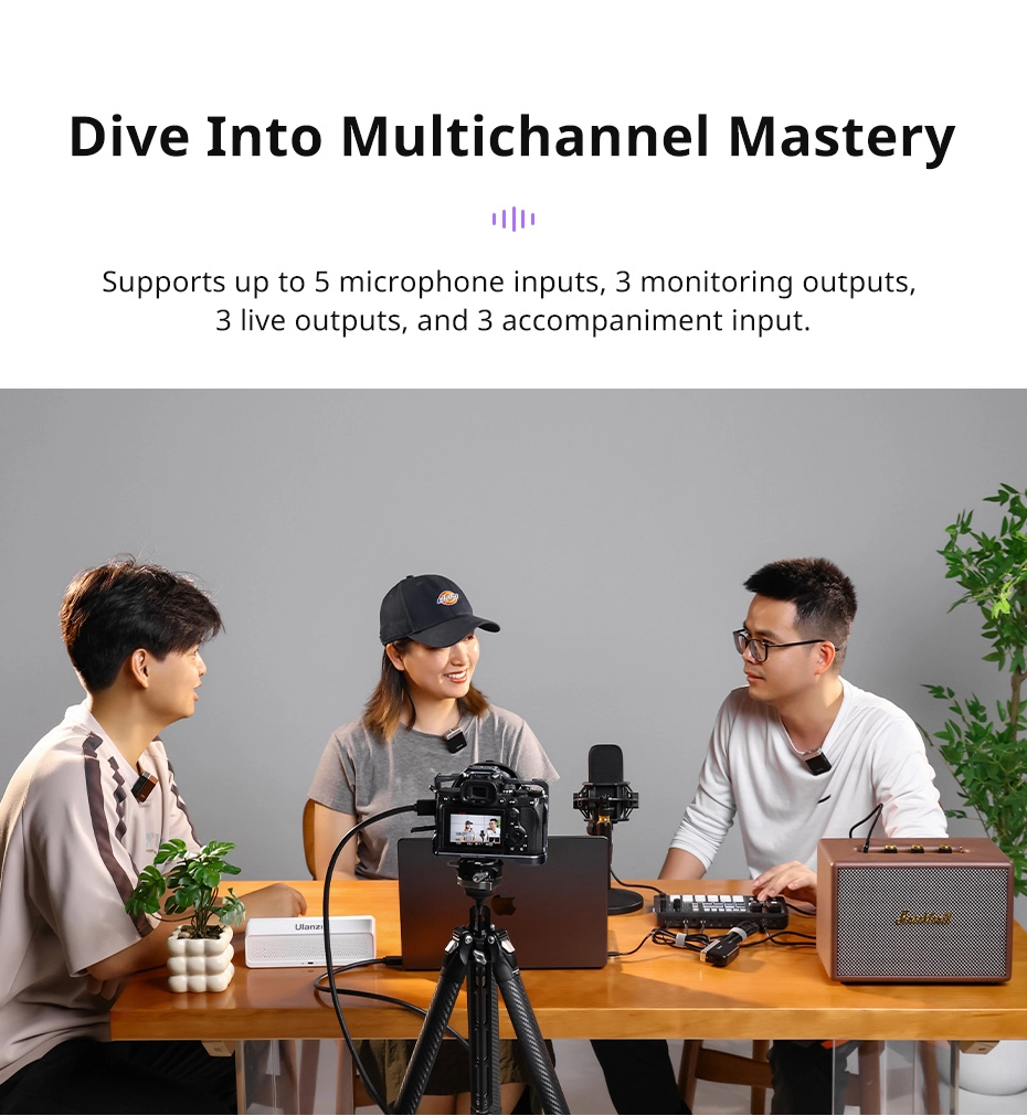 Ulanzi Audio Mixer AX01 ซาวด์การ์ดไลฟ์ Dual DSP สำหรับคอมพิวเตอร์