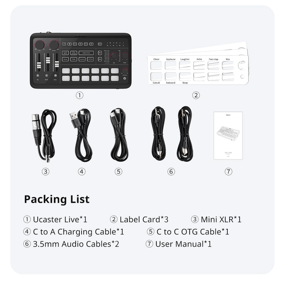 Ulanzi Audio Mixer AX01 ซาวด์การ์ดไลฟ์ Dual DSP สำหรับคอมพิวเตอร์