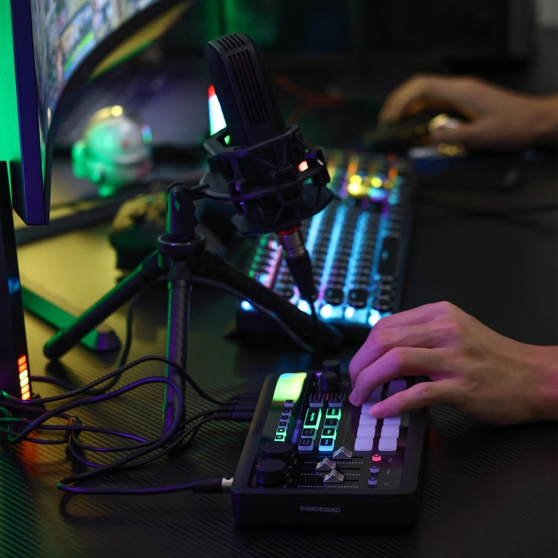 Ulanzi Audio Mixer AX01 ซาวด์การ์ดไลฟ์ Dual DSP สำหรับคอมพิวเตอร์