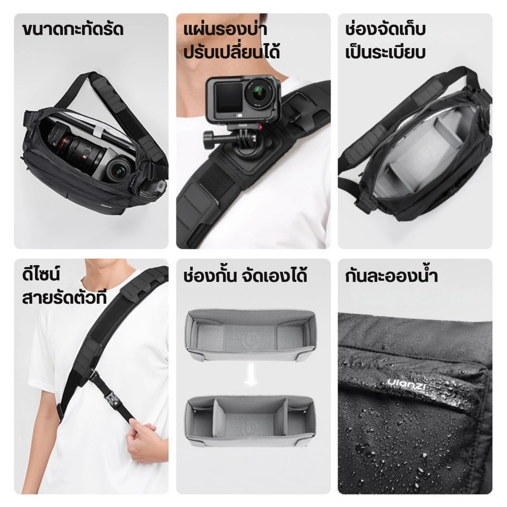 Ulanzi กระเป๋ากล้อง U023 Camera Shoulder Bag กระเป๋าสะพายข้าง ความจุ 13L ใส่โน้ตบุ๊ก 14 นิ้วได้