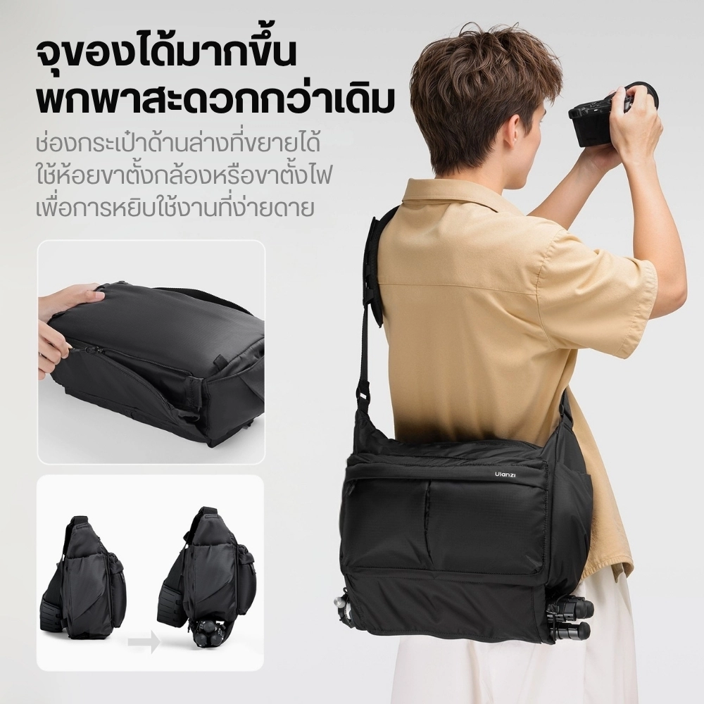 Ulanzi กระเป๋ากล้อง U023 Camera Shoulder Bag กระเป๋าสะพายข้าง ความจุ 13L ใส่โน้ตบุ๊ก 14 นิ้วได้