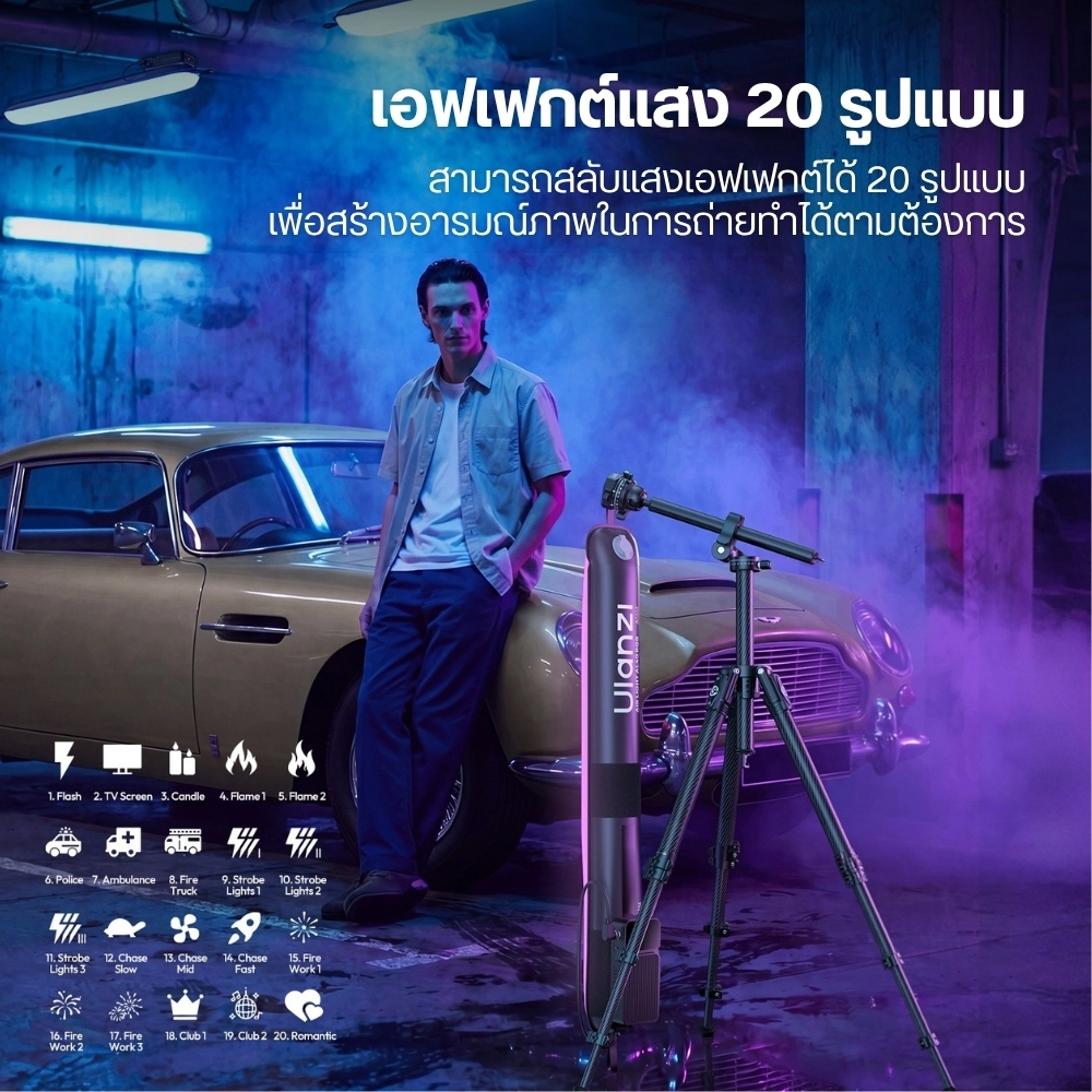 Ulanzi ไฟแท่งเป่าลม AL40 RGB Air Tube Light กำลังไฟ 40W ไฟสตูดิโอ LED แบบแท่ง พับเก็บได้