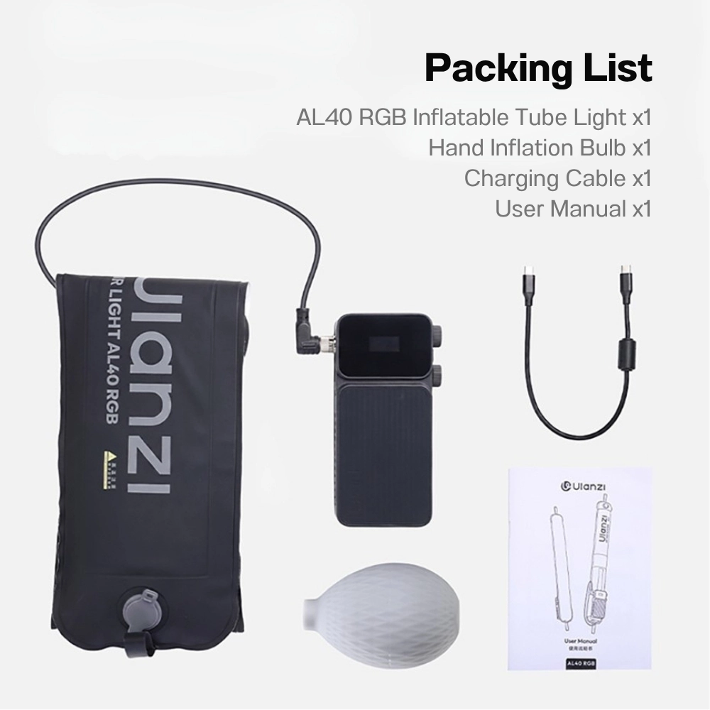 Ulanzi ไฟแท่งเป่าลม AL40 RGB Air Tube Light กำลังไฟ 40W ไฟสตูดิโอ LED แบบแท่ง พับเก็บได้