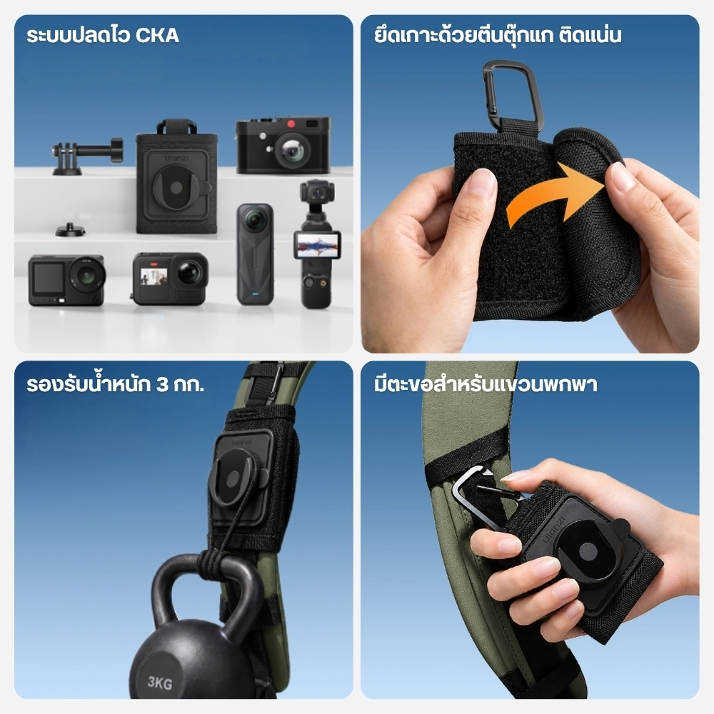 Ulanzi ที่ยึดกล้องสายกระเป๋าเป้ CA01 ระบบปลดเร็ว Cka Backpack Strap Mount สำหรับ กล้อง Action Camera