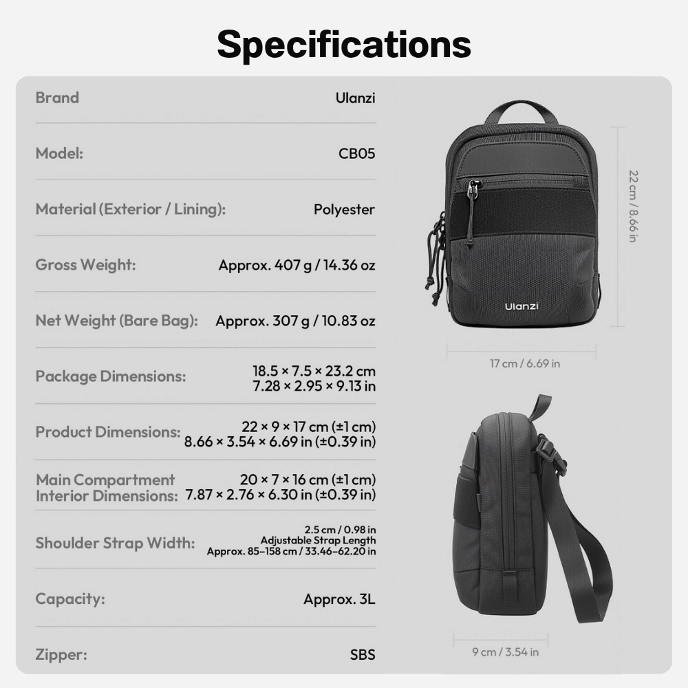 Ulanzi กระเป๋าสะพายข้าง CB05 Creator Crossbody Bag กระเป๋าครีเอเตอร์ ความจุ 3 ลิตร