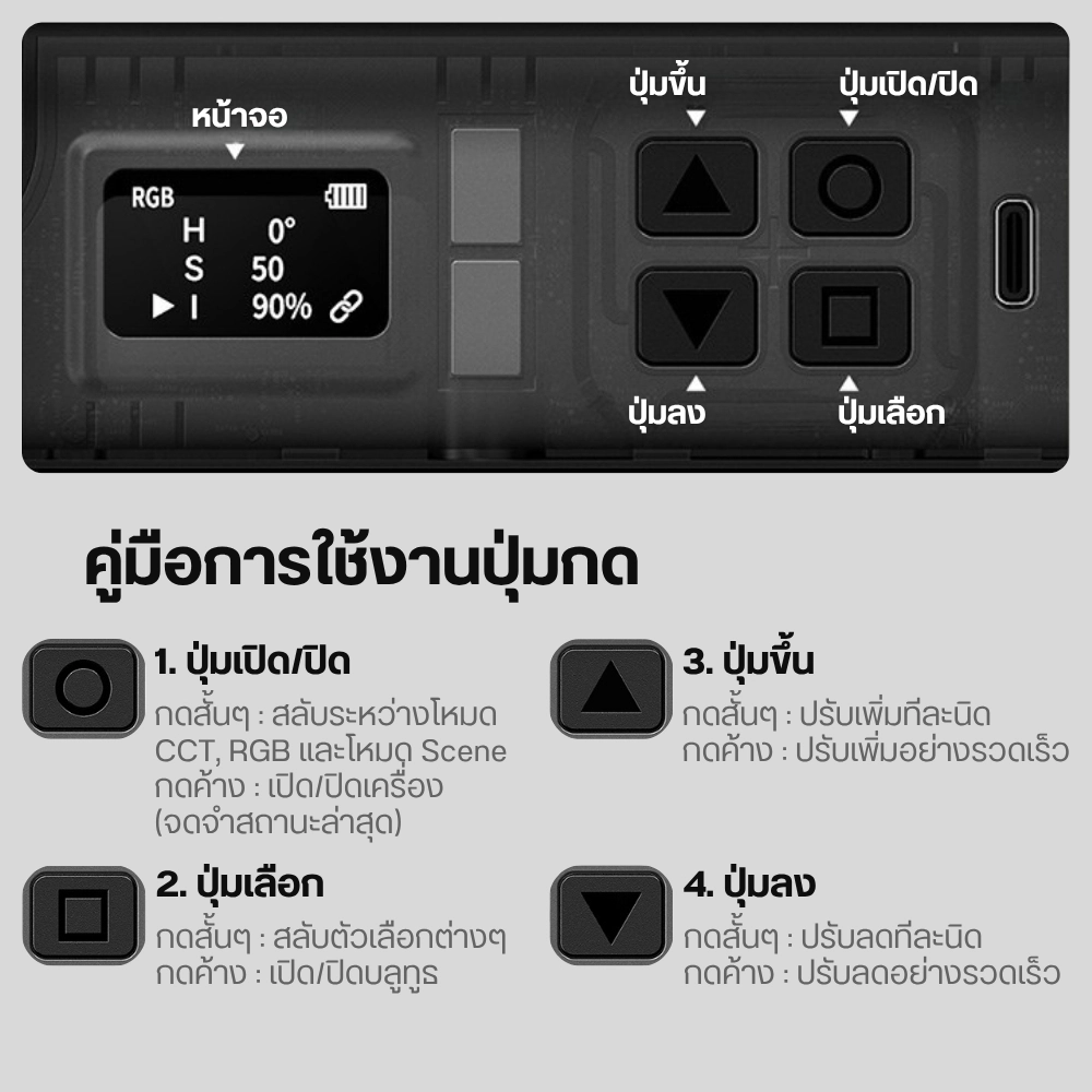 Ulanzi ไฟ RGB พกพา FOLD8 2-in-1 Foldable Pocket Light ไฟพับได้
